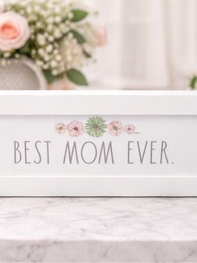 NEW Rae Dunn BEST MOM EVER Wood Sign 12x5 Farmhouse Decor Mother’s Day Gift